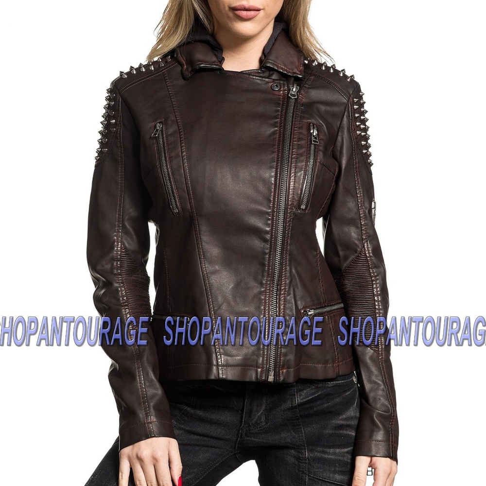AFFLICTION Spiked Out 111OW070 PU Jacket